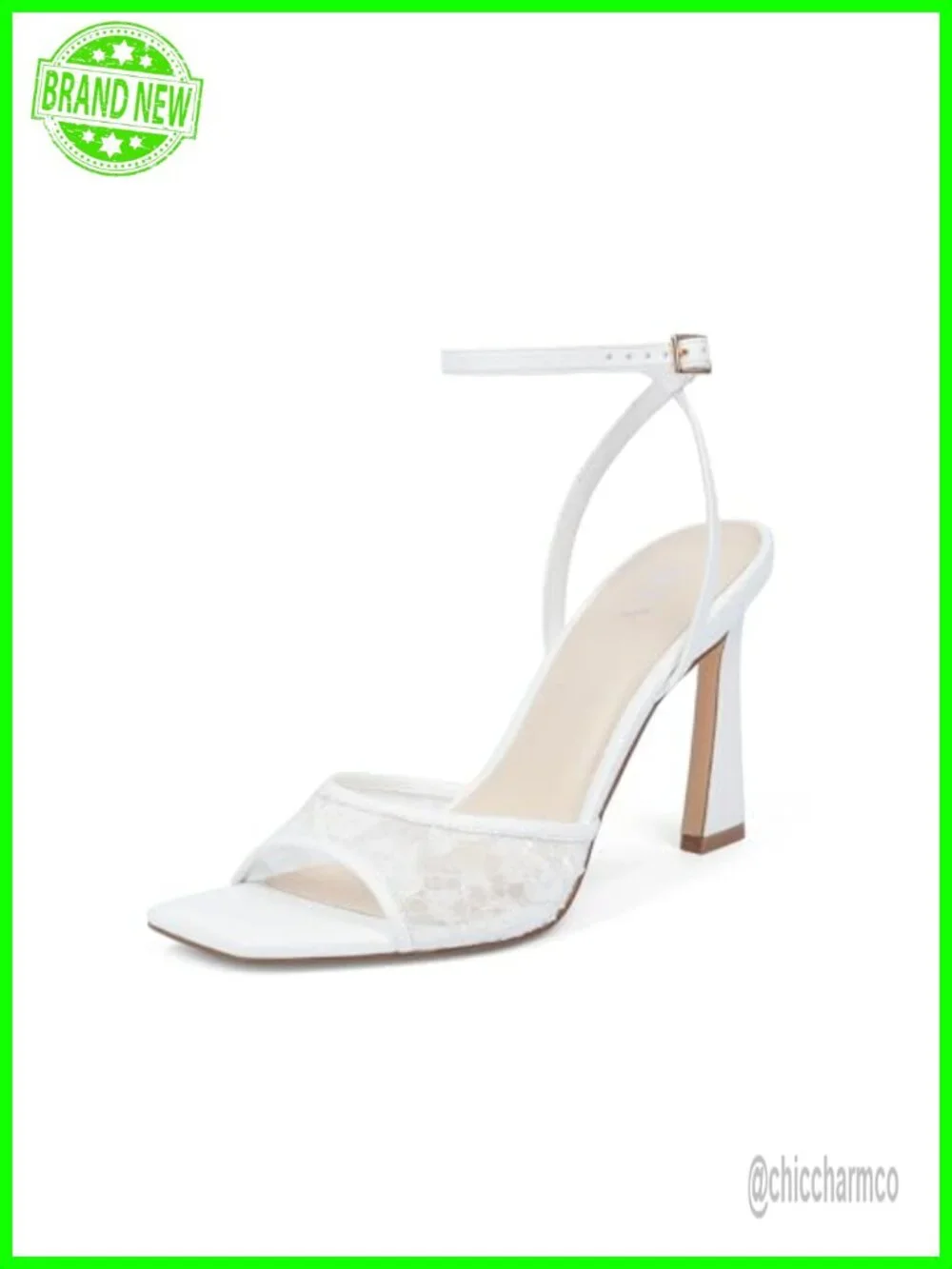 Square Toe Stiletto Mesh Heeled Sandals - Ankle Strap Dress Shoes